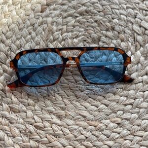 Tortoise Shell Sunglasses with Blue Lenses
